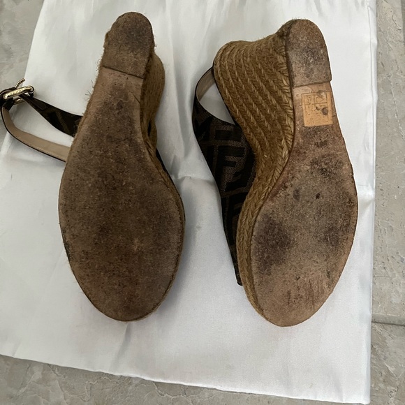 fendi brown zucca canvas slingback - Picture 4 of 4